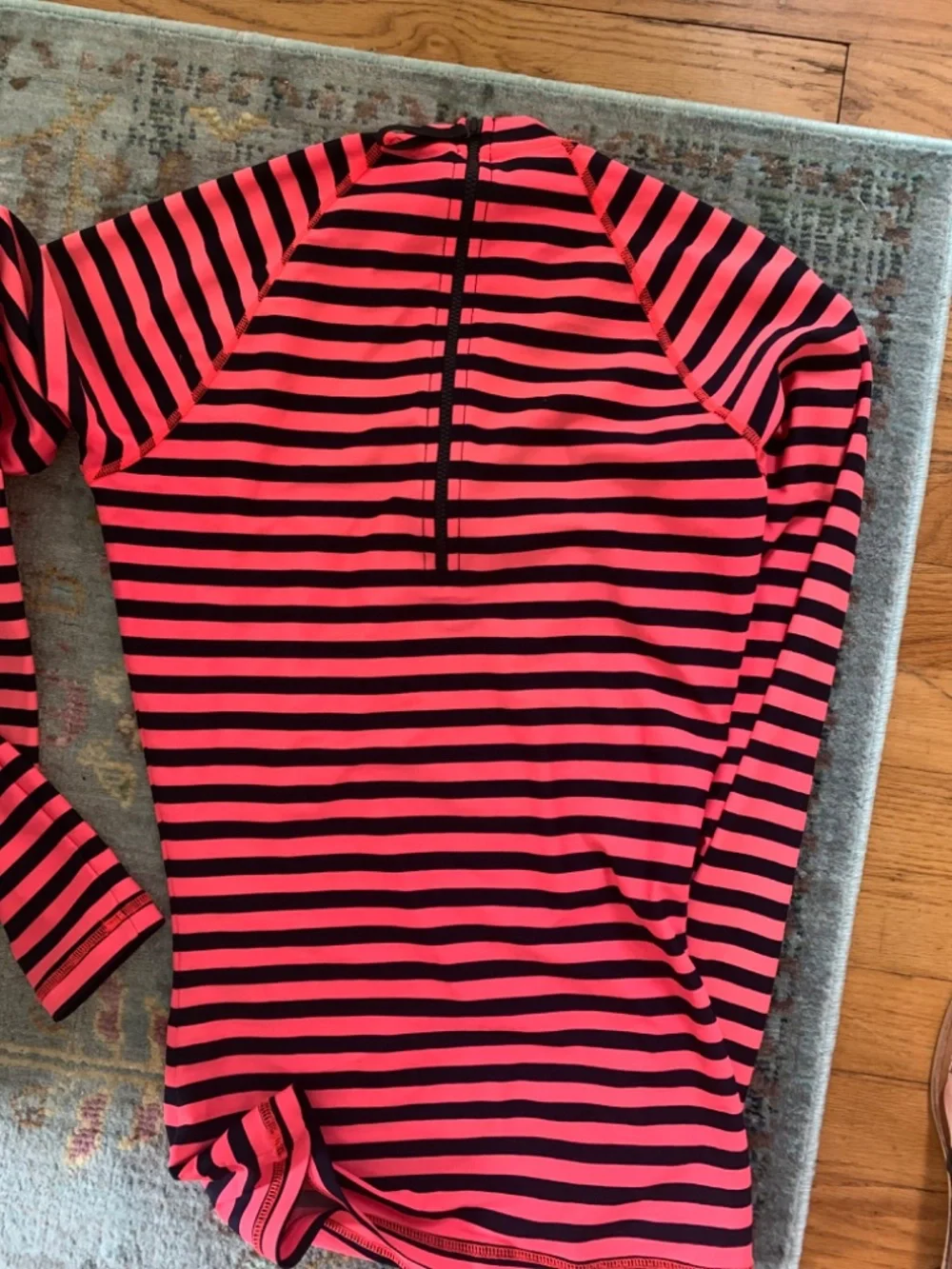 J. Crew Red & Navy Stripe Swimsuit Rashguard Top & Bikini Bottom